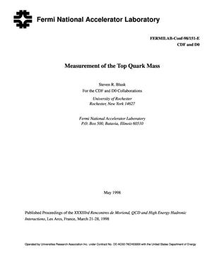 Measurement of the top quark mass