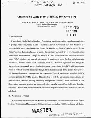 Unsaturated zone flow modeling for GWTT-95