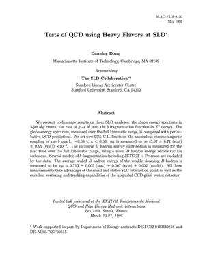Tests of QCD using Heavy Flavors in e+e--&gt;Z0 at SLD