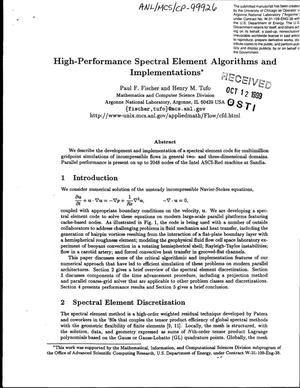 High-performance spectral element algorithms and implementations.