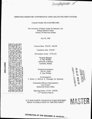 Improving reservoir conformance using gelled polymer systems. Eleventh quarterly report, April 1, 1995--June 30, 1995