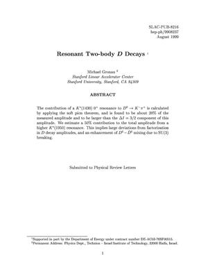 Resonating Two-body D Decays