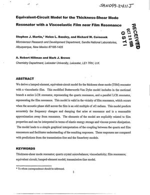Equivalent-Circuit Model for the Thickness-Shear Mode Resonator with a Viscoelastic Film Near Film Resonance