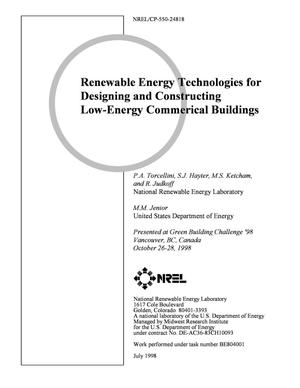 Renewable Energy Technologies for Designing and Constructing Low-Energy Commercial Buildings