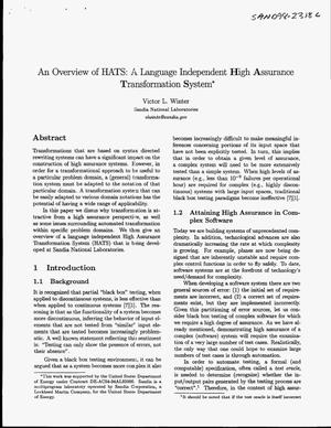 An Overview of HATS: A Language Independent High Assurance Transformation System
