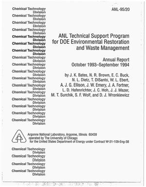 ANL technical support program for DOE environmental restoration and waste management. Annual report, October 1993--September 1994