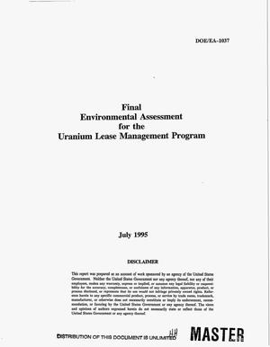 Final Environmental assessment for the Uranium Lease Management Program