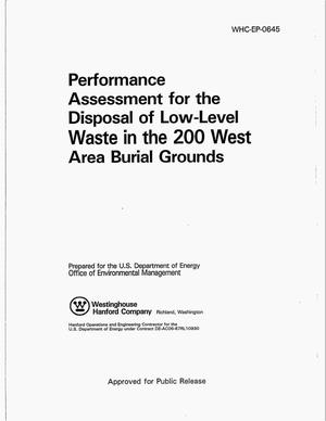 Performance assessment for the disposal of low-level waste in the 200 West Area Burial Grounds