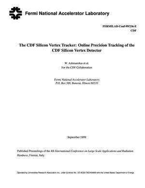 The CDF silicon vertex tracker: Online precision tracking of the CDF silicon vertex
