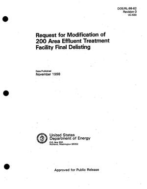 Request for modification of 200 Area effluent treatment facility final delisting