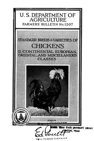 Standard breeds and varieties of chickens. II, Continental European, Oriental, and Miscellaneous classes.