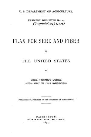 Flax for Seed and Fiber in the United States.