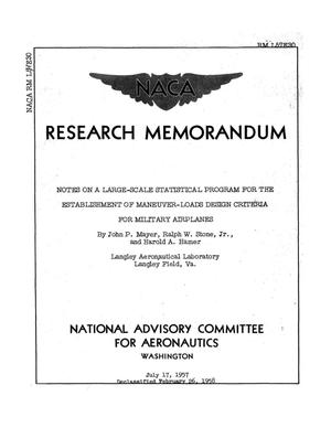 Notes on a Large-Scale Statistical Program for the Establishment of Maneuver-Loads Design Criteria for Military Airplanes