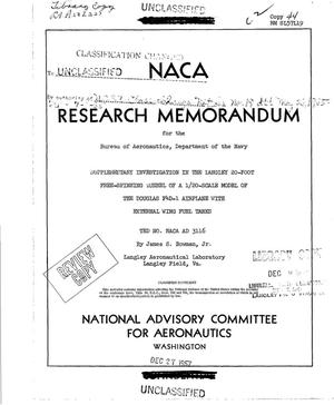 Supplementary Investigation in the Langley 20-Foot Free-Spinning Tunnel of a 1/20-Scale Model of the Douglas F4D-1 Airplane With External Wing Fuel Tanks: TED No. NACA AD 3116