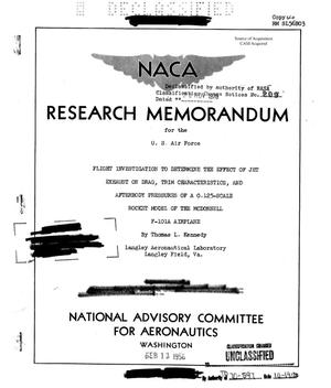 Flight Investigation to Determine the Effect of Jet Exhaust on Drag, Trim Characteristics, and Afterbody Pressures of a 0.125-Scale Rocket Model of the McDonnell F-101A Airplane