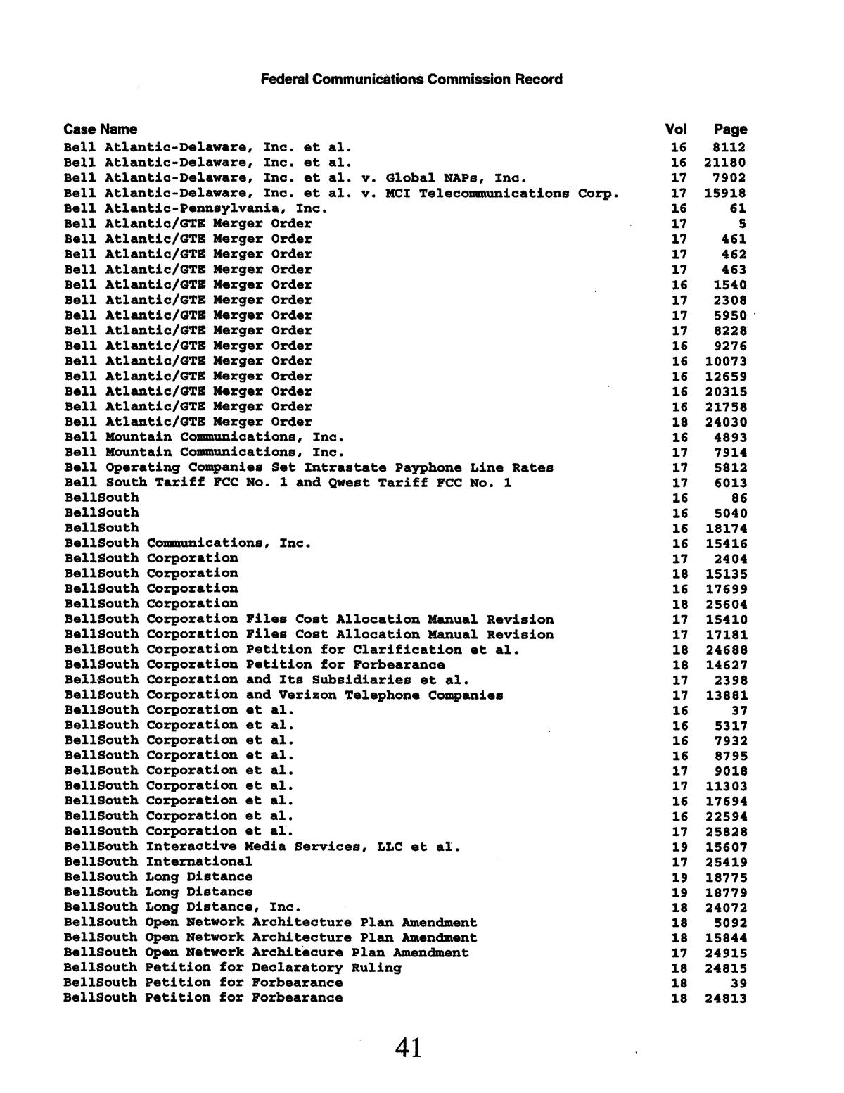 FCC Record, Cumulative Index, Volumes 16-19
                                                
                                                    41
                                                