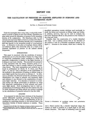 The Calculation of Pressure on Slender Airplanes in Subsonic and Supersonic Flow