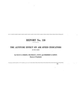 The altitude effect on air speed indicators