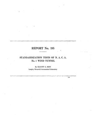 Primary view of Standardization tests of NACA No. 1 wind tunnel