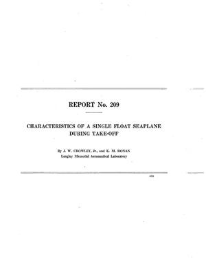 Characteristics of a single float seaplane during take-off
