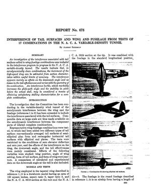Primary view of Interference of Tail Surfaces and Wing and Fuselage from Tests of 17 Combinations in the N.A.C.A. Variable-Density Tunnel