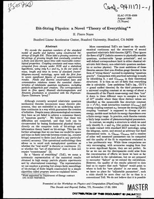Bit-string physics: A novel theory of everything