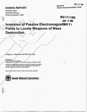 Inversion of Passive Electromagnetic Fields to Locate Weapons of Mass Destruction