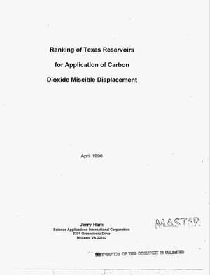 Ranking of Texas reservoirs for application of carbon dioxide miscible displacement
