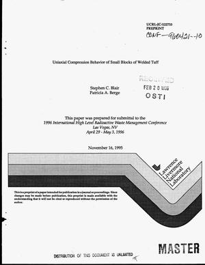 Uniaxial Compression Behavior of Small Blocks of Welded Tuff