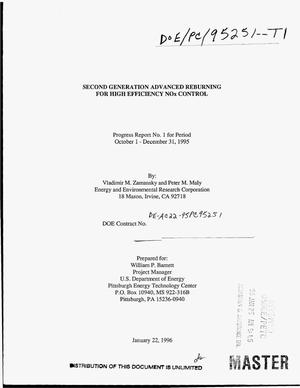 Second generation advanced reburning for high efficiency NO{sub x} control. Quaterly progress report No. 1, October 1--December 31, 1995