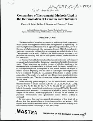 Comparison of instrumental methods used in the determination of uranium and plutonium