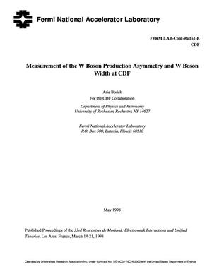 Measurement of the W Boson Production Asymmetry and W Boson Width at CDF