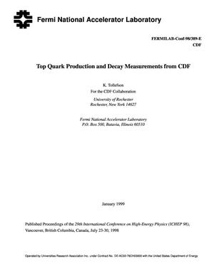 Top Quark Production and Decay Measurements from CDF