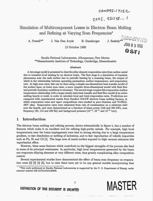 Simulation of multicomponent losses in electron beam melting and refining at varying scan frequencies