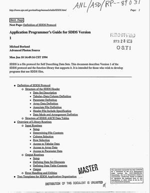Application programmer`s guide for SDDS version