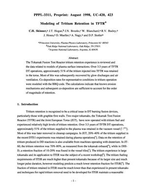 Modeling of Tritium Retention in TFTR