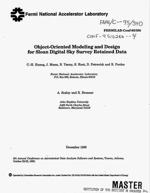 Object-oriented modeling and design for sloan digital sky survey retained data