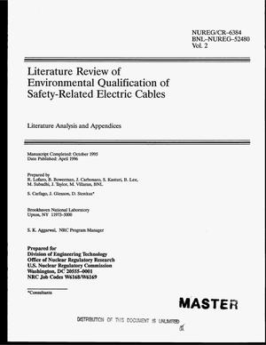 Literature review of environmental qualification of safety-related electric cables: Literature analysis and appendices. Volume 2