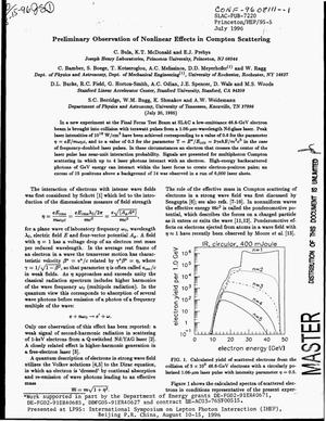 Preliminary Observation of Nonlinear Effects in Compton Scattering