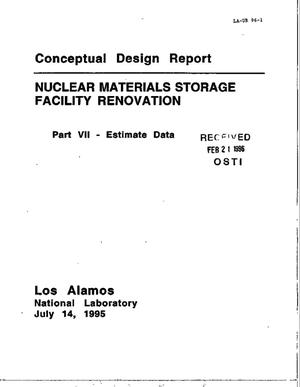 Conceptual design report: Nuclear materials storage facility renovation. Part 7, Estimate data