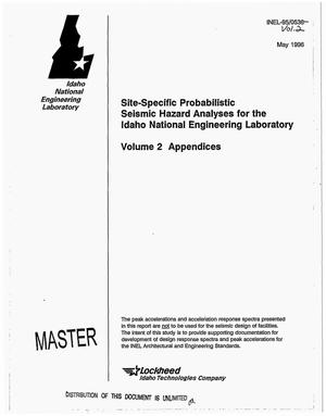 Site-specific probabilistic seismic hazard analyses for the Idaho National Engineering Laboratory. Volume 2: Appendices