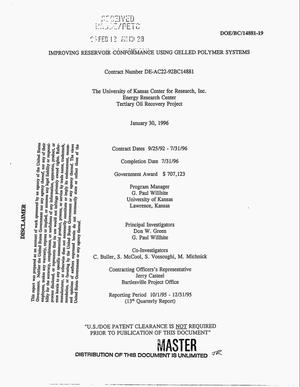 Improving reservoir conformance using gelled polymer systems. Quarterly report, 1 October 1995--31 December 1995