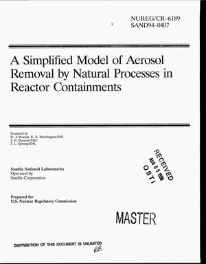A simplified model of aerosol removal by natural processes in reactor containments