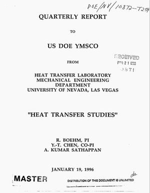 Heat transfer studies, quarterly report