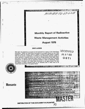 Monthly report of radioactive waste management activities: August 1976