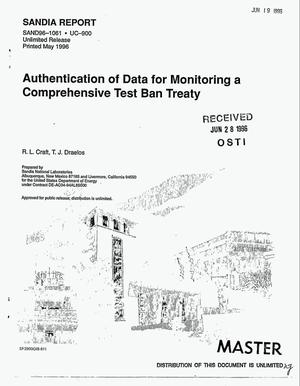 Authentication of data for monitoring a comprehensive test ban treaty
