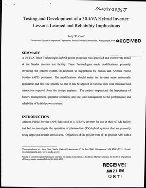 Testing and Development of a 30-kVA Hybrid Inverter: Lessons Learned and Reliability Implications