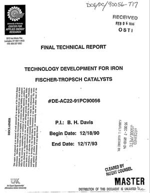 Technology development for iron Fischer-Tropsch catalysts. Final technical report, December 18, 1990--December 17, 1993