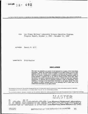 Los Alamos National Laboratory Science Education Programs. Progress report, October 1, 1994--December 31, 1994