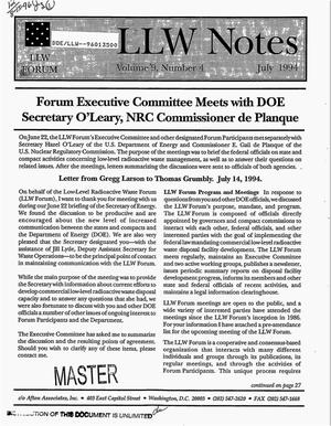 Low-Level Waste Forum notes and summary reports for 1994. Volume 9, Number 4, July 1994